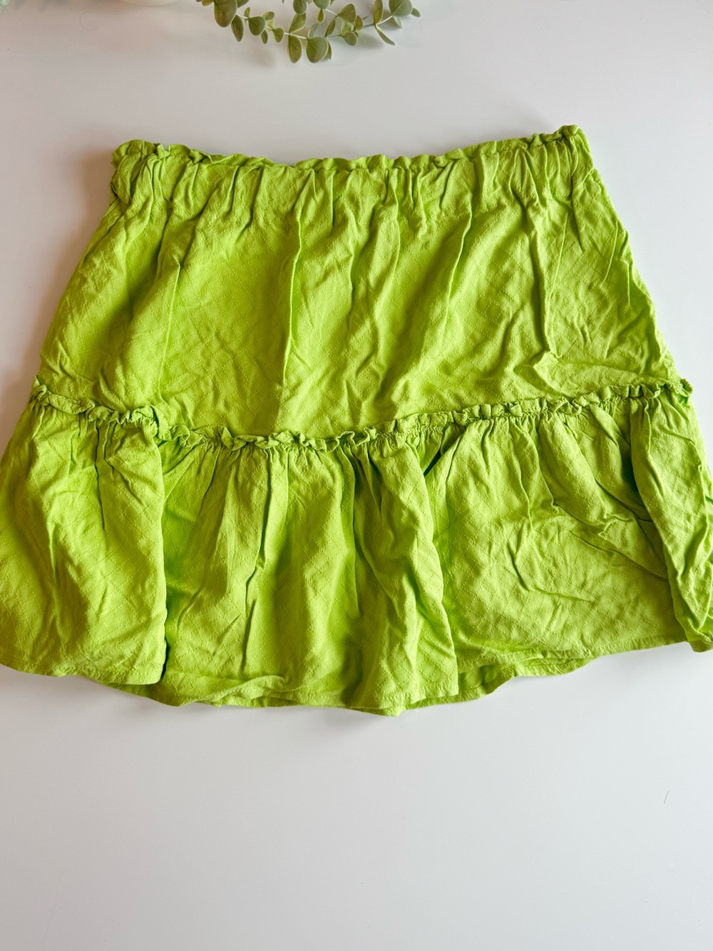 Rosa Santa Lime Green Ruffle Mini Skirt Size M | Made in Brazil